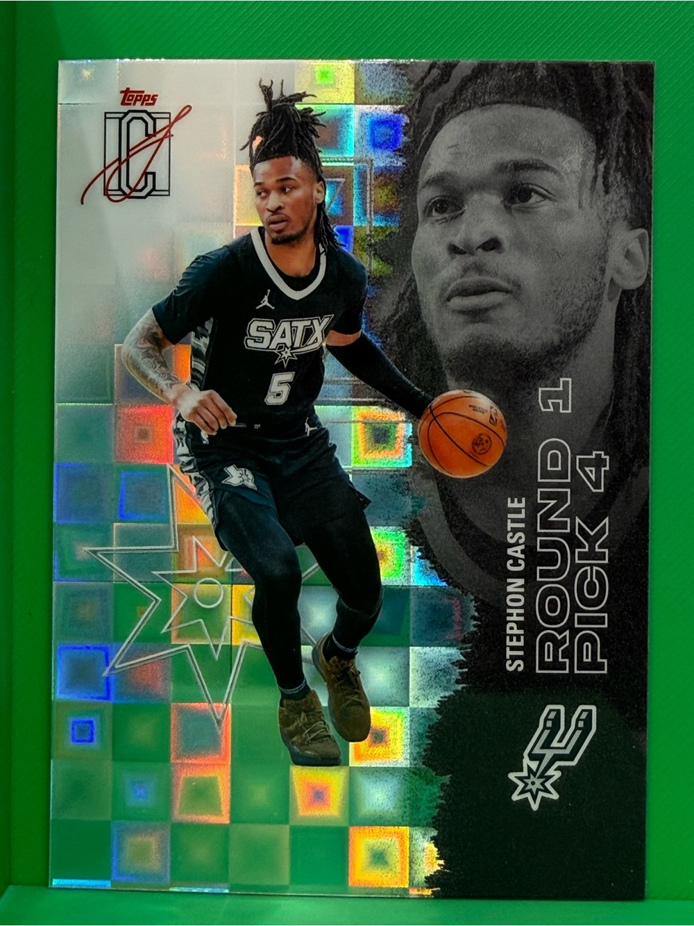 Topps Stephon Castle Holographic Basketball Card - Black & Green Accents